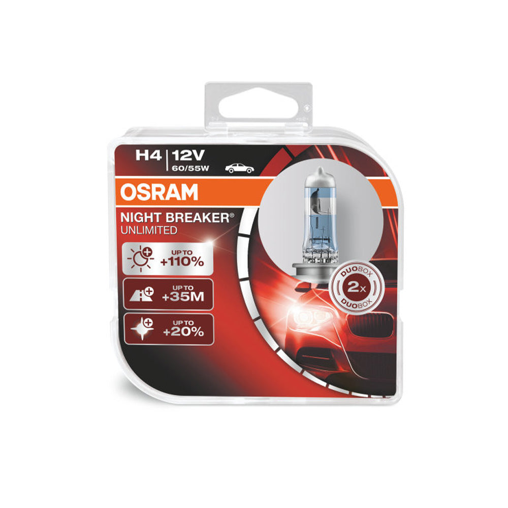 2-PK Osram H4 9003 - 64193NBU Night Breaker Unlimited Automotive Bulb