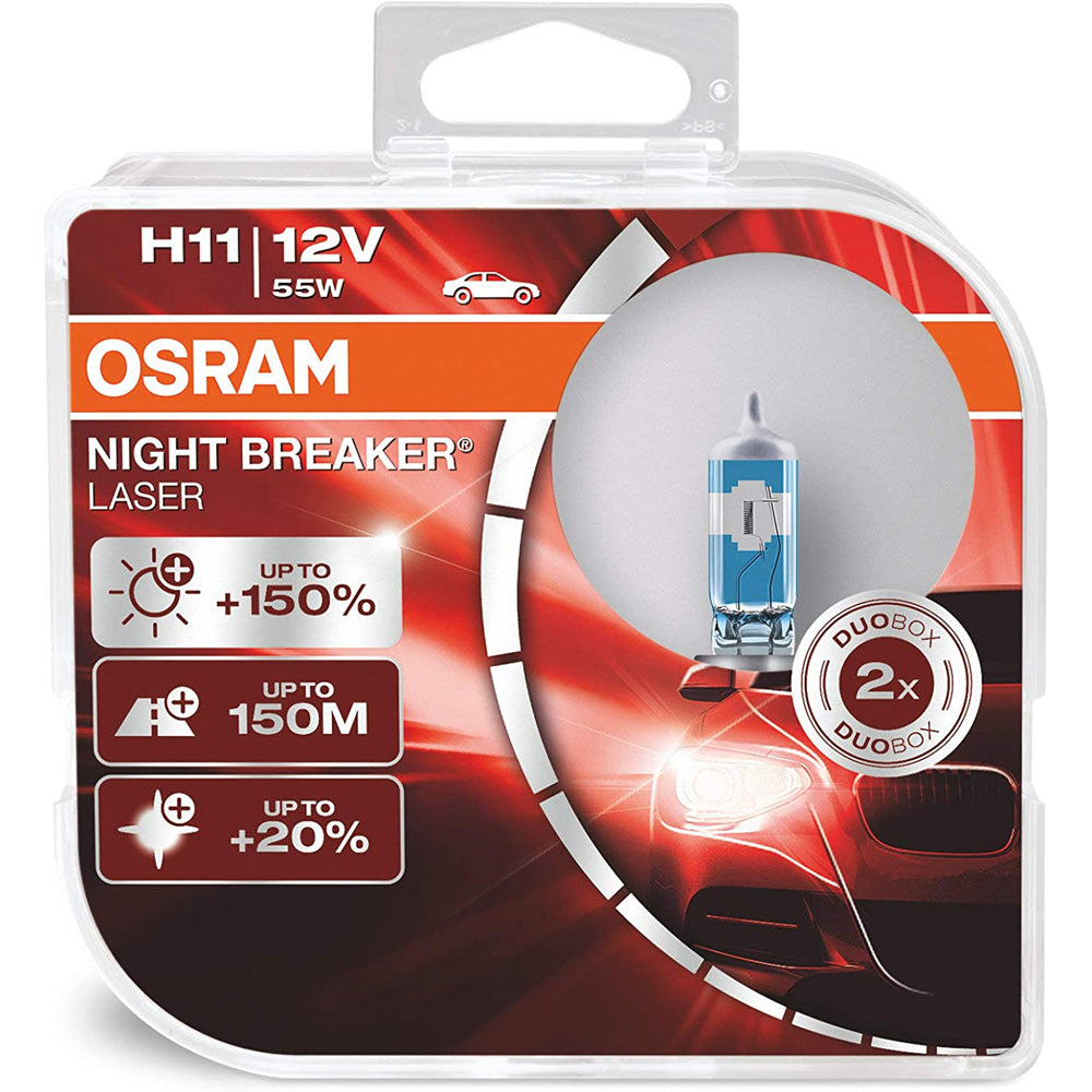 2-PK Osram H11 64211NL Night Breaker Laser 55w 12v Automotive Bulb