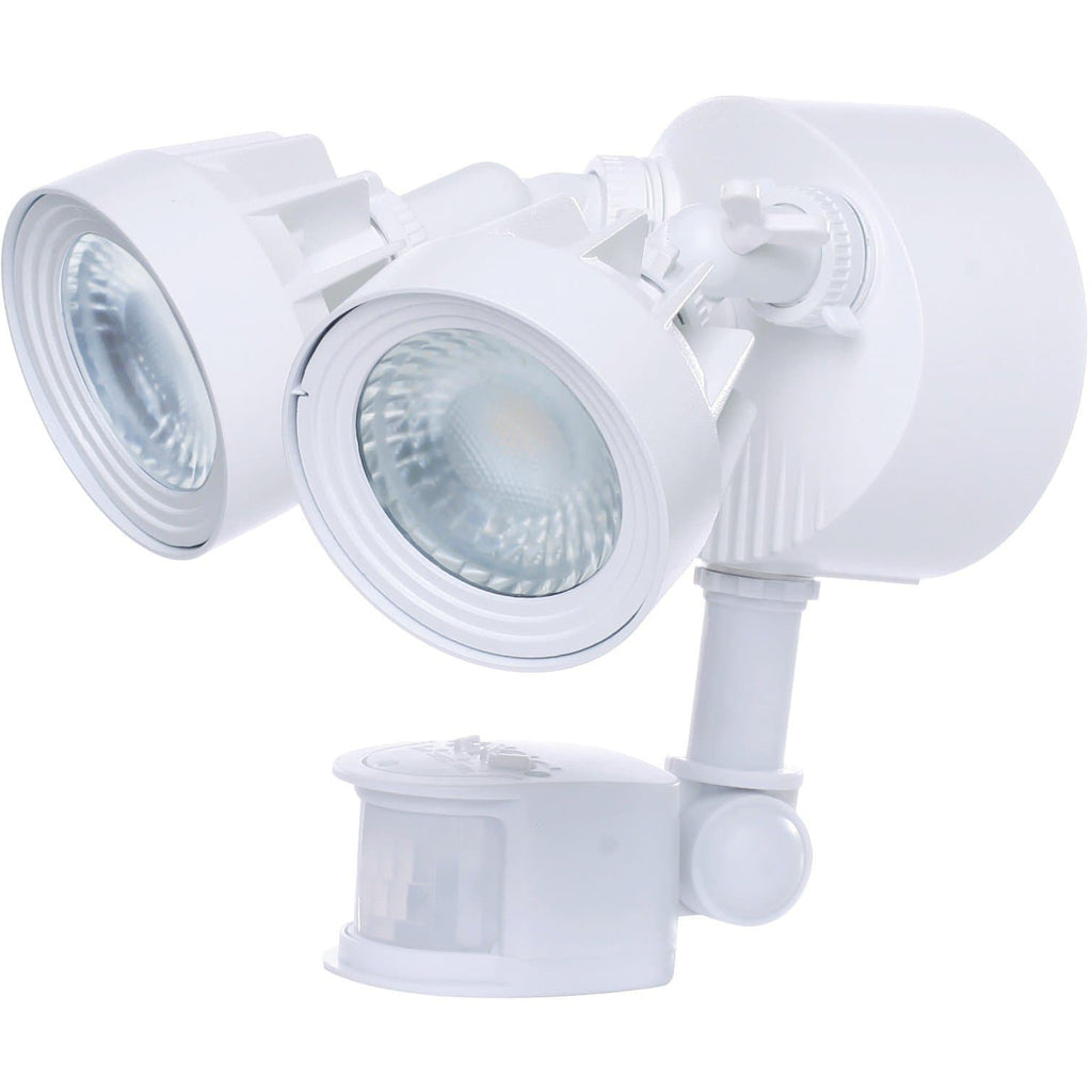 LED Dual Head Security Light Motion Sensor Included 4000K White Finish