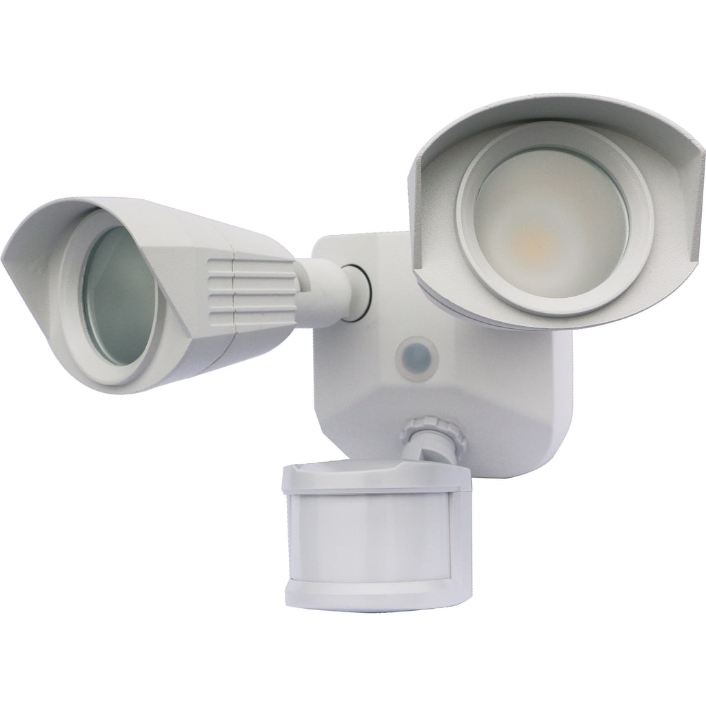Nuvo LED Security Light w/ Dual Head & Motion Sensor in White Finish 3000k