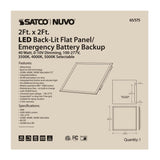 Nuvo 40w 100-277v 2ft. x 2ft. LED Emergency Backlit Flat Panel in Selectable CCT - BulbAmerica