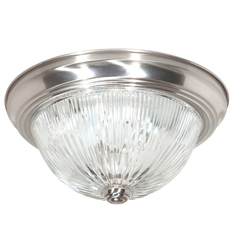 Nuvo 2-Light 13" Flush Mount w/ Clear Ribbed Glass in Brushed Nickel Finish