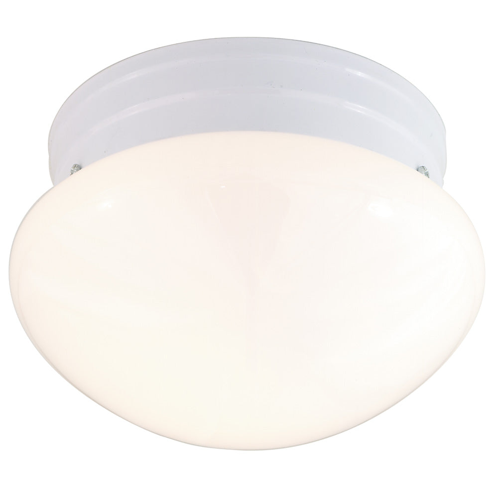 Nuvo 1-Light 8" Ceiling Light w/ Small White Mushroom Glass in White Finish