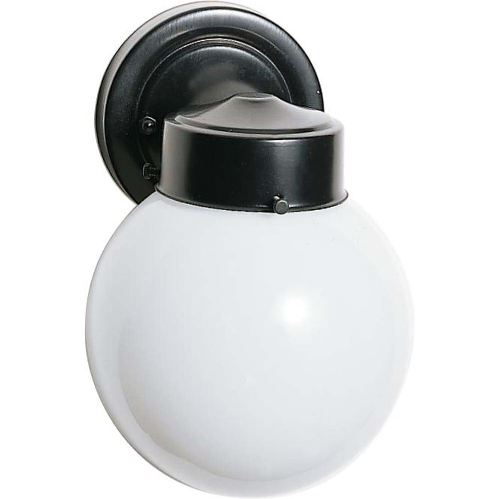 Nuvo 1-Light 6" Porch Wall Fixture w/ White Globe and a Black Finish