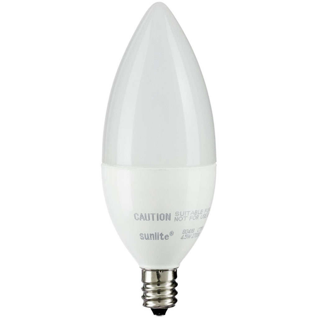 Sunlite 80418-SU LED Torpedo Tip Chandelier 4.5w Light Bulb 2700K Warm White