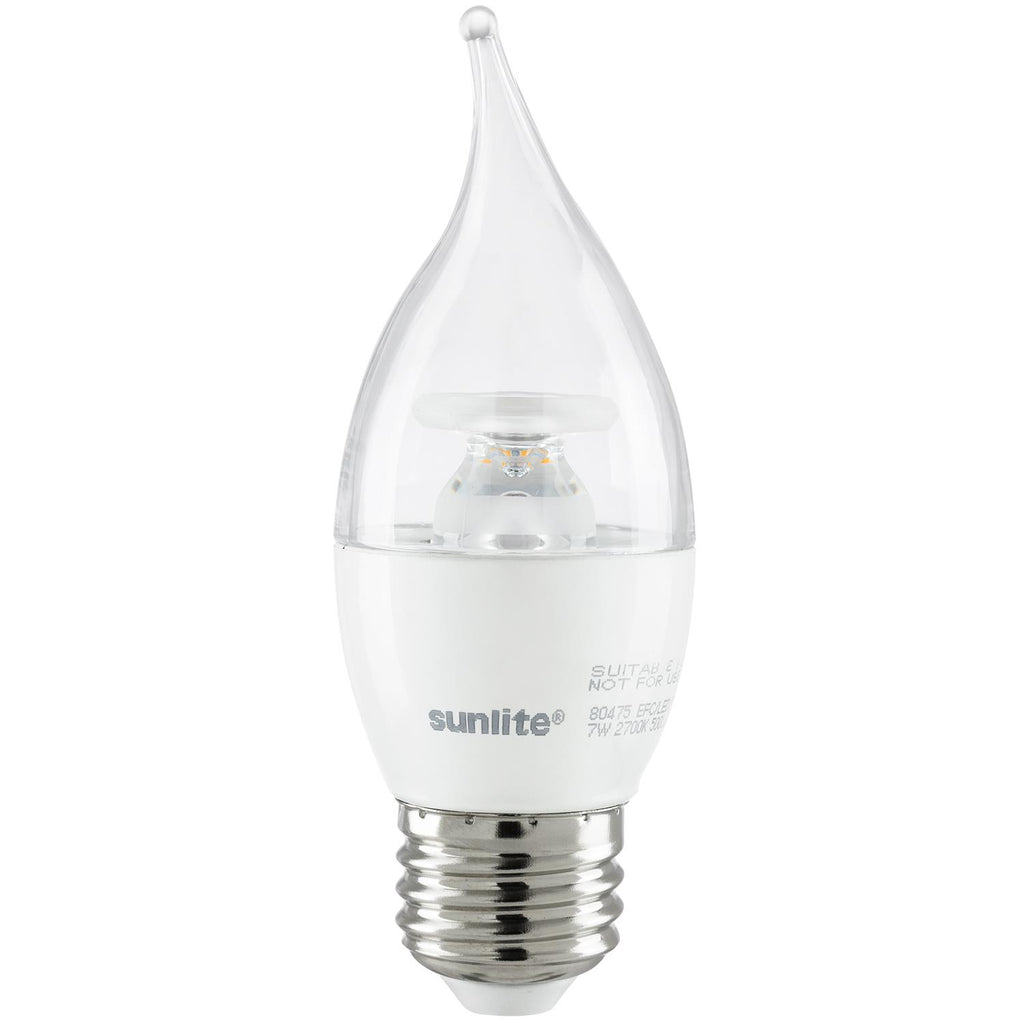 SUNLITE 80475-SU LED Flame Tip Chandelier 7w Light Bulb 2700K Warm White