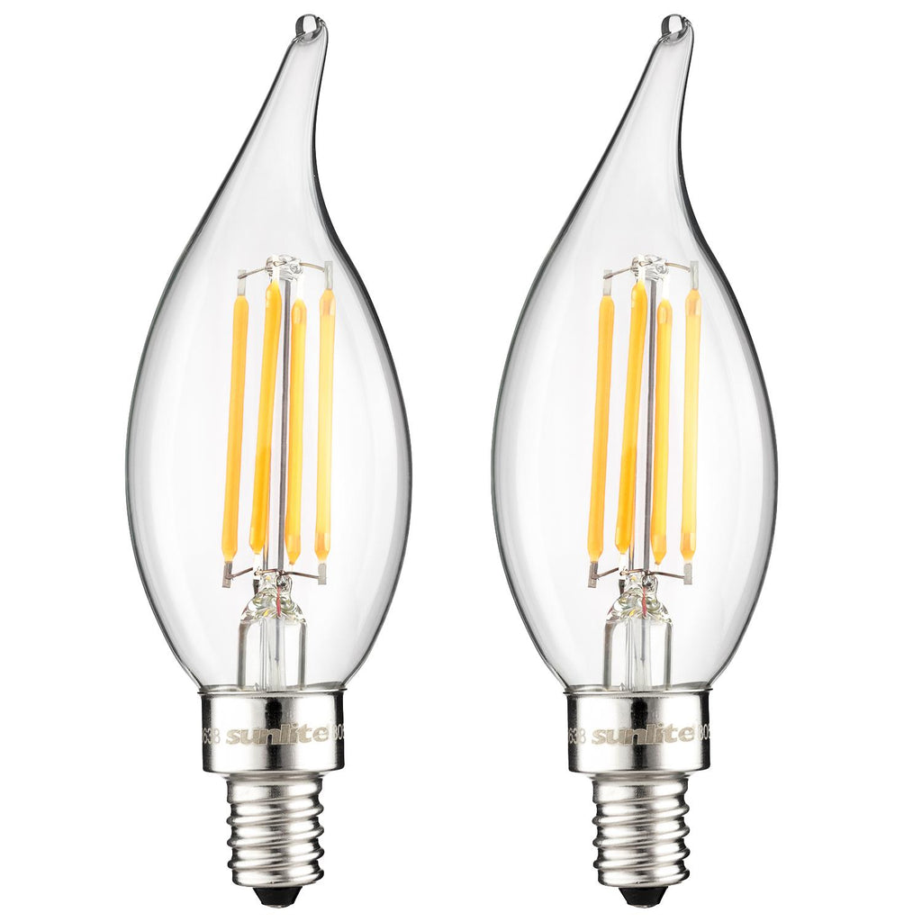 2Pk - SUNLITE LED Vintage Chandelier 4w Light Bulb 2700K Warm White