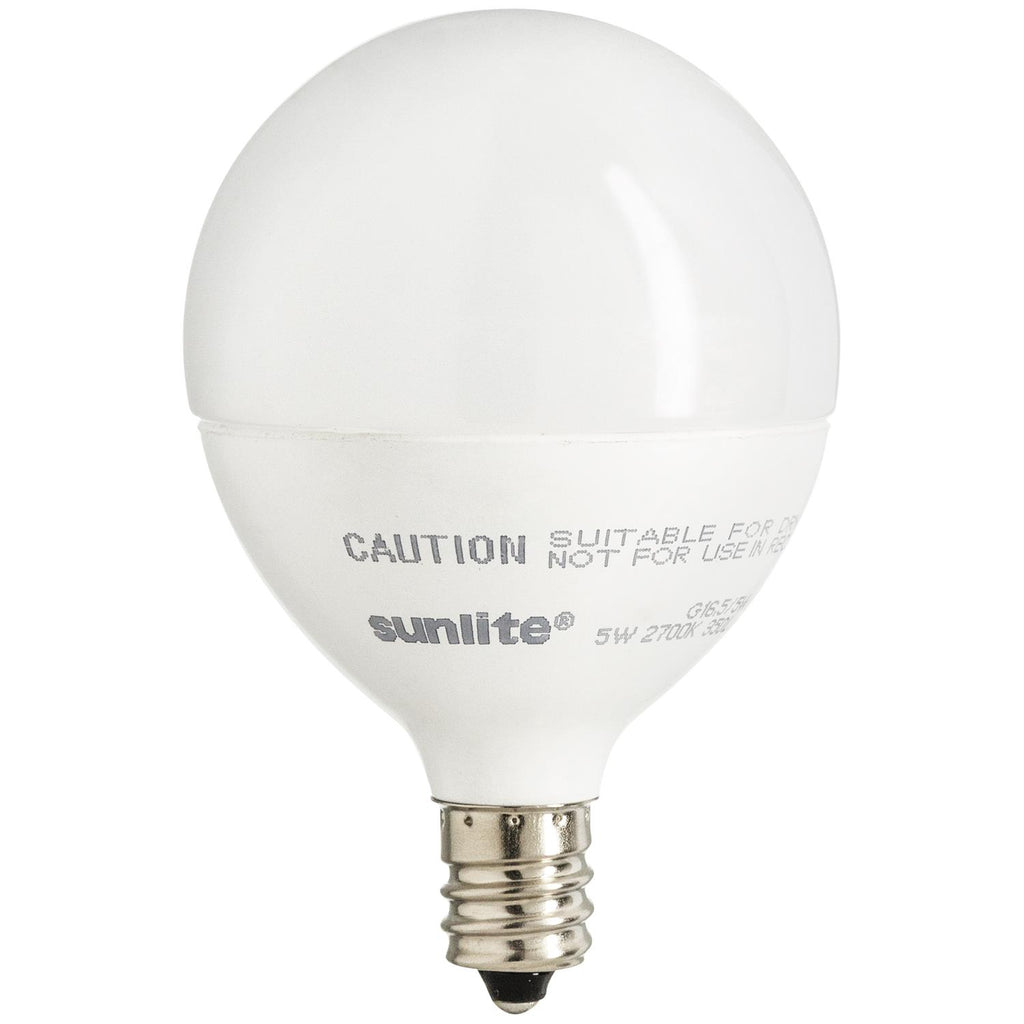 SUNLITE G16.5 LED 5W 120V E12 Candelabra Base 2700K Warm White