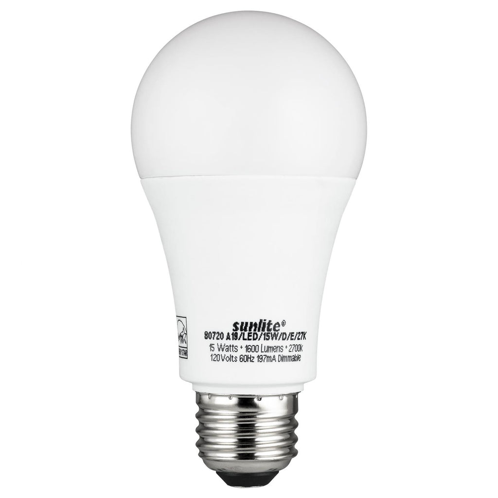 Sunlite 80721-SU LED Household 15 Watt A19 Lamp Warm White 3000K