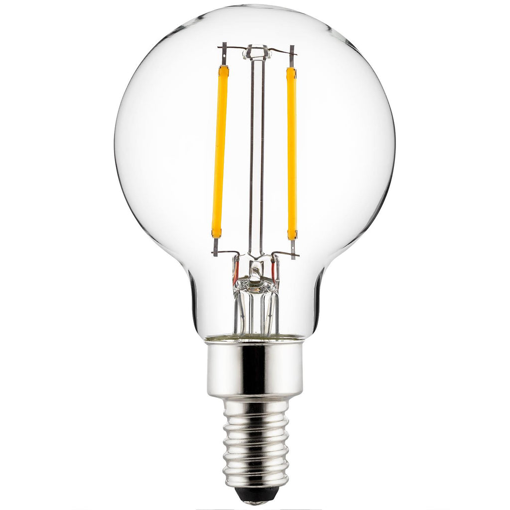 SUNLITE 3w Globe G16.5 LED Filament E12 Candelabra Base 3000K Dimmable Bulb