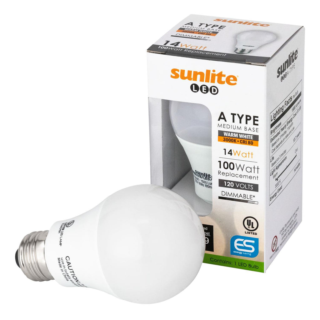 Sunlite 80826-SU LED A19 Household 14w Light Bulbs Warm White 3000K
