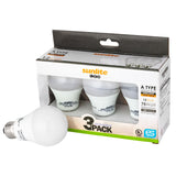 3Pk. Sunlite 12w A19 LED Household E26 Medium Base 3000K Warm White