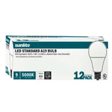 12Pk - Sunlite 9w 120v LED A19 6500K E26 Base Household Light Bulb - 60w equiv - BulbAmerica