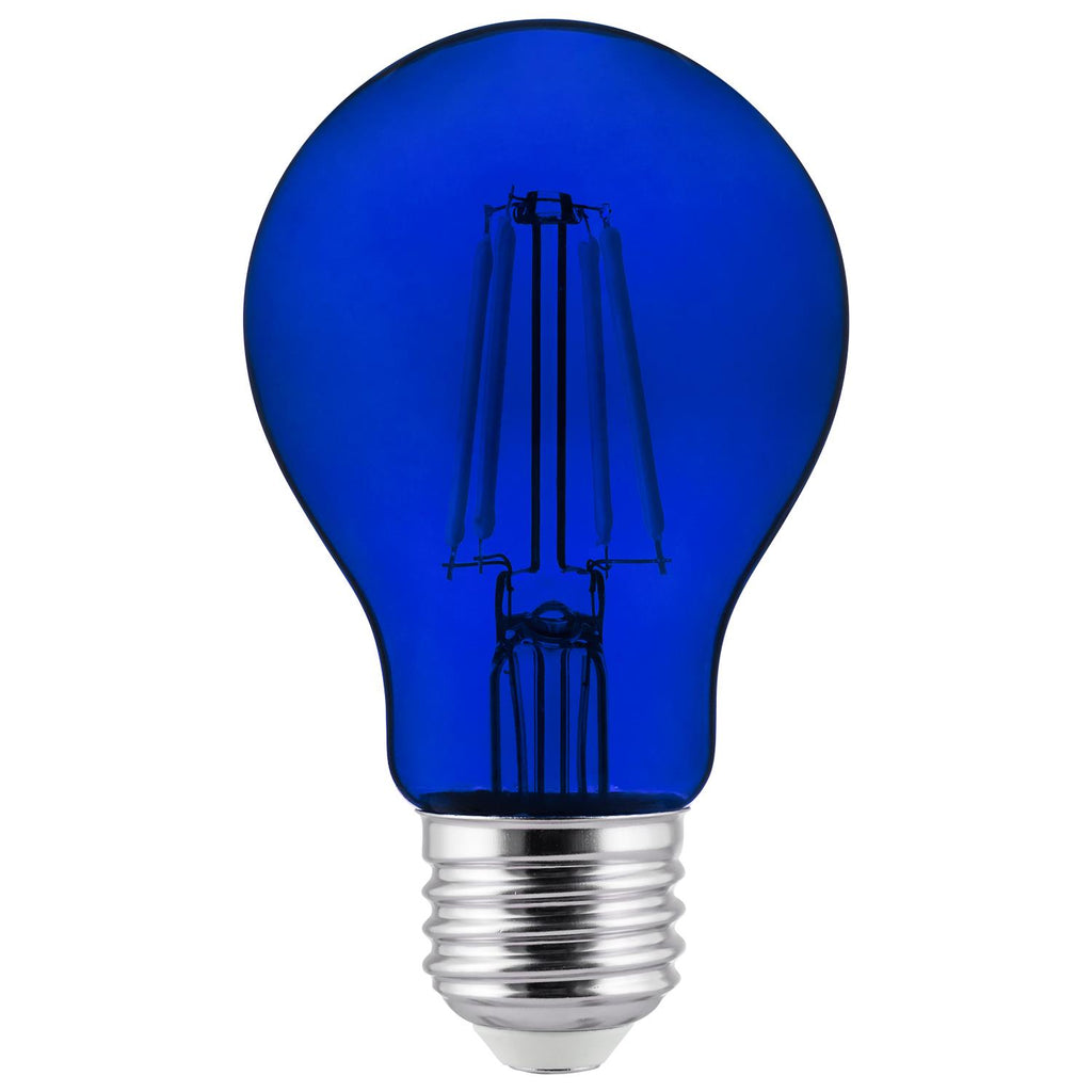 2Pk - BulbAmerica 39312 Blue A19 Transparent Dimmable LED 4.5W E26 Medium Base Filament Bulb