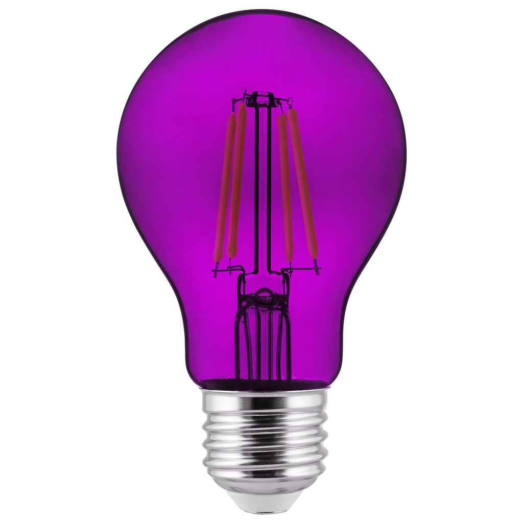 2Pk - BulbAmerica 39306 Purple A19 Transparent Dimmable LED 4.5W E26 Medium Base Filament Bulb