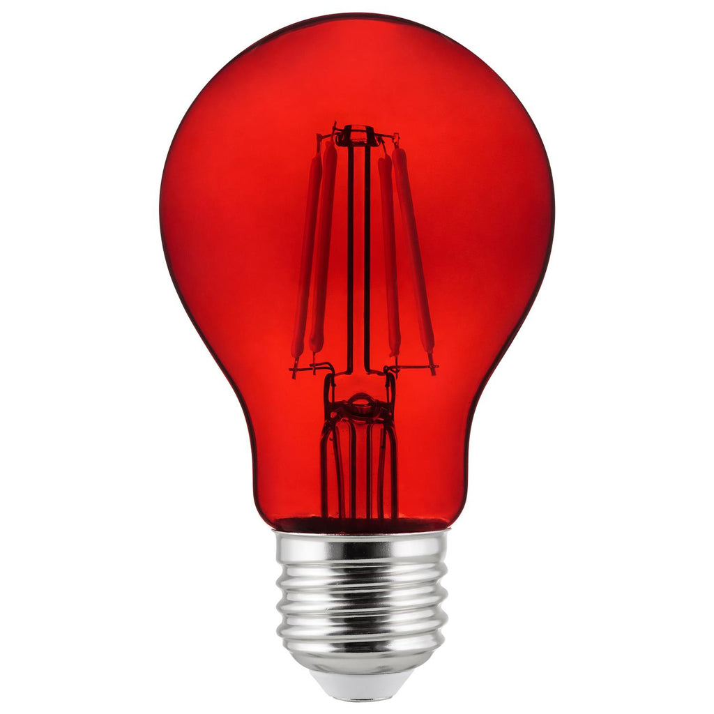 2Pk - BulbAmerica Red A19 Transparent Dimmable LED 4.5W E26 Medium Base Filament Bulb
