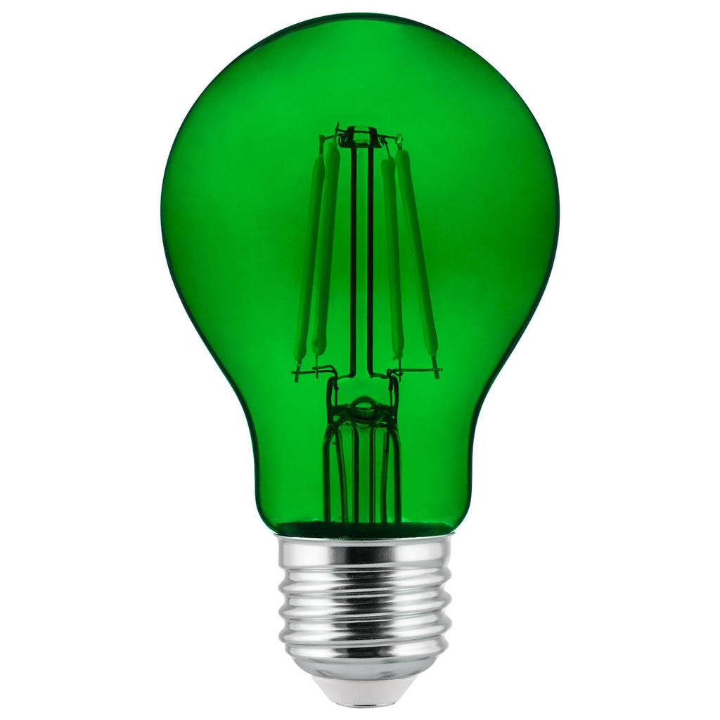 2Pk - SUNLITE Green A19 LED 4.5W E26 Medium Base Filament Bulb