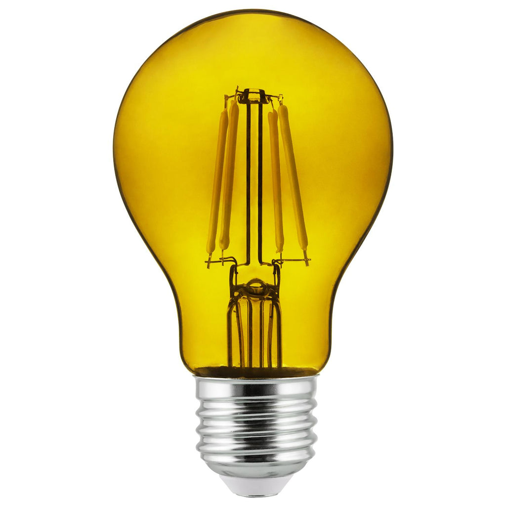 2Pk - BulbAmerica 39309 Yellow A19 Transparent Dimmable LED 4.5W E26 Medium Base Filament Bulb