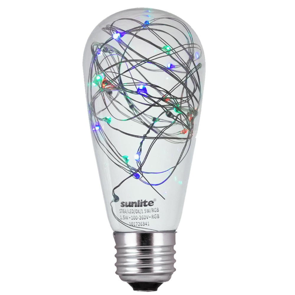 6Pk - SUNLITE LED Vintage Multi-Color ST64 (S19) 1.5w Light Bulb Decorative Light Bulb