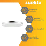 Sunlite 13-in Round LED Solid Band Fixture CCT Tunable White Finish - 120w-equiv - BulbAmerica