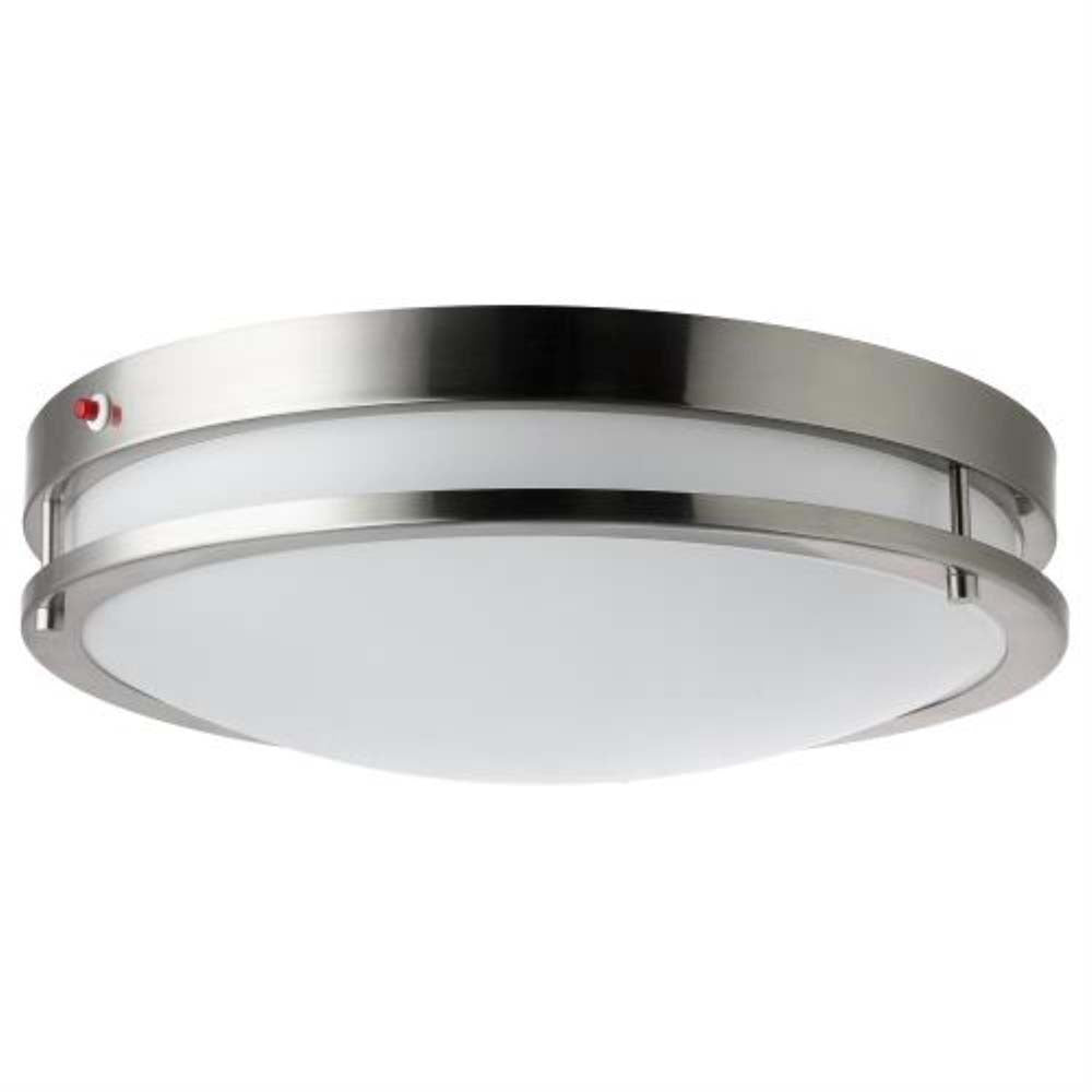 Sunlite 14-in Round LED Double Band Fixture CCT Tunable Brushed Nickel 100-277v