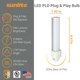 Sunlite LED PLD 9w G24q Base Ballast Dependent Light Bulb - 3000K Warm White - BulbAmerica