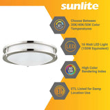 Sunlite 10in. 16w LED Color Selectable Decorative Flush Mount Brushed Nickel Fixture - BulbAmerica