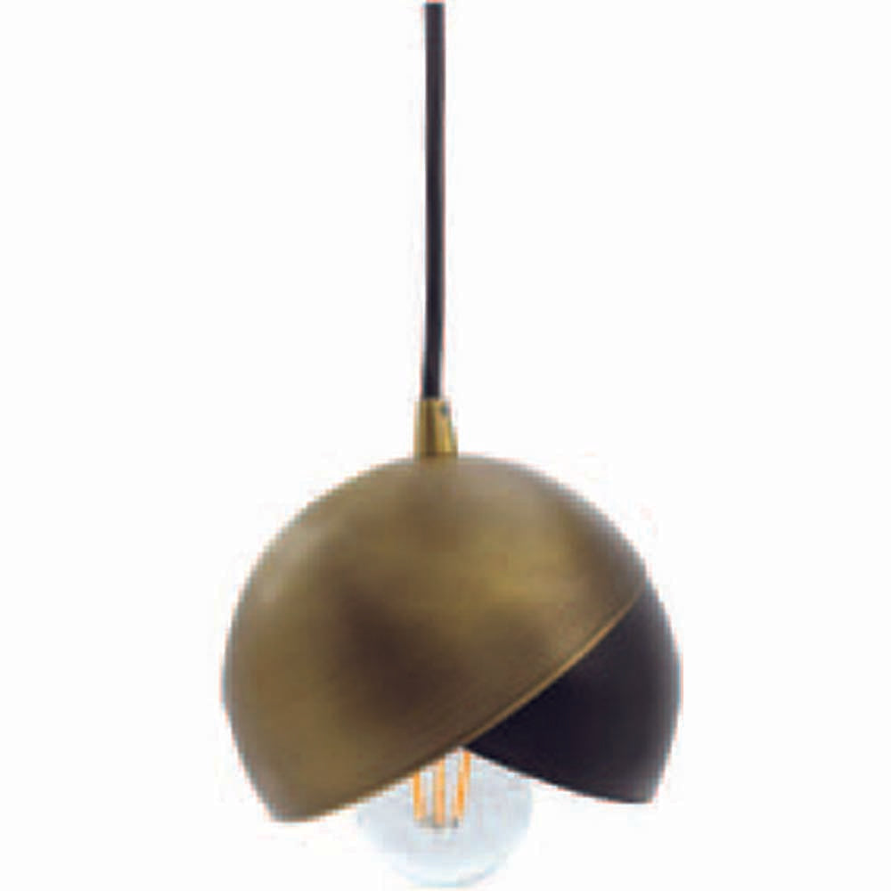 Sunlite 6-in 60w Black & Brass Finish Medium E26 Base Mini Orb Pendant Light