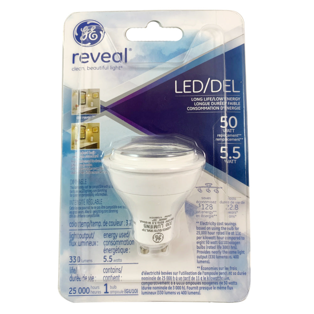 GE 5.5w MR16 LED GU10 Base 3000K Dimmable Bulb - 50w equiv. – BulbAmerica