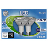 2Pk - GE 12W PAR30L LED Dimmable Daylight Flood 1000Lm - 75w Replacement - BulbAmerica