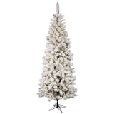 Vickerman 7.5Ft. Flocked White on Green 438T Christmas Tree 300 Clear Dura-Lit