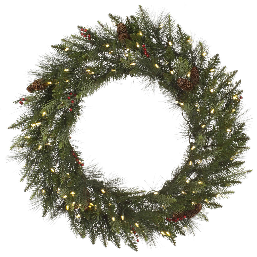 Vickerman 48 in. Vallejo Mixed Pine Wreath 100 Warm White LED