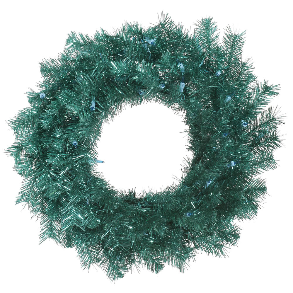 Vickerman 36 in. Aqua Tinsel Wreath 210T