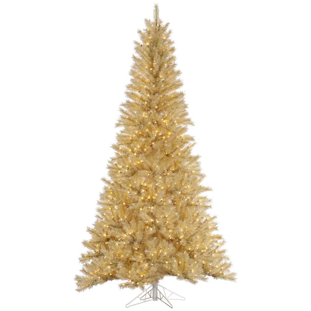 Vickerman 6.5 ft. Gold Tinsel Trees Incandescent 681 Tips Christmas Tree