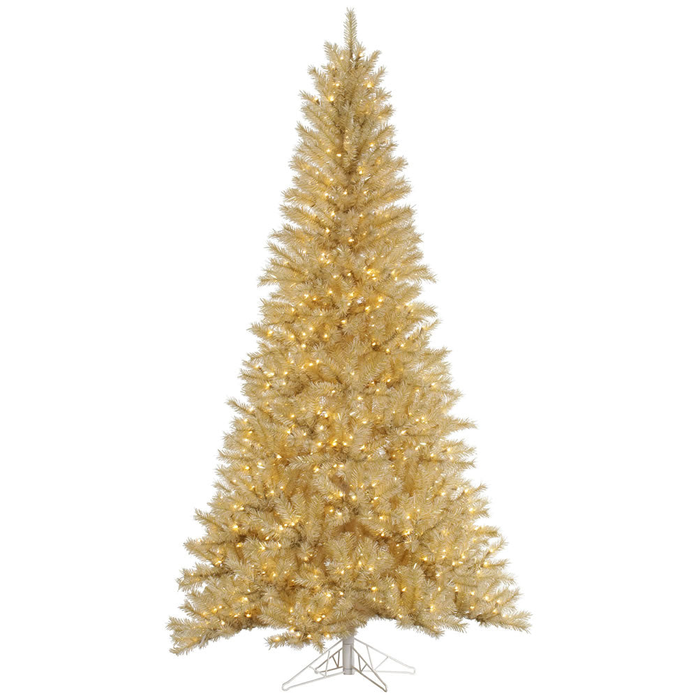Vickerman 5.5 ft. White/Gold Tinsel Incandescent 489 Tips Christmas Tree