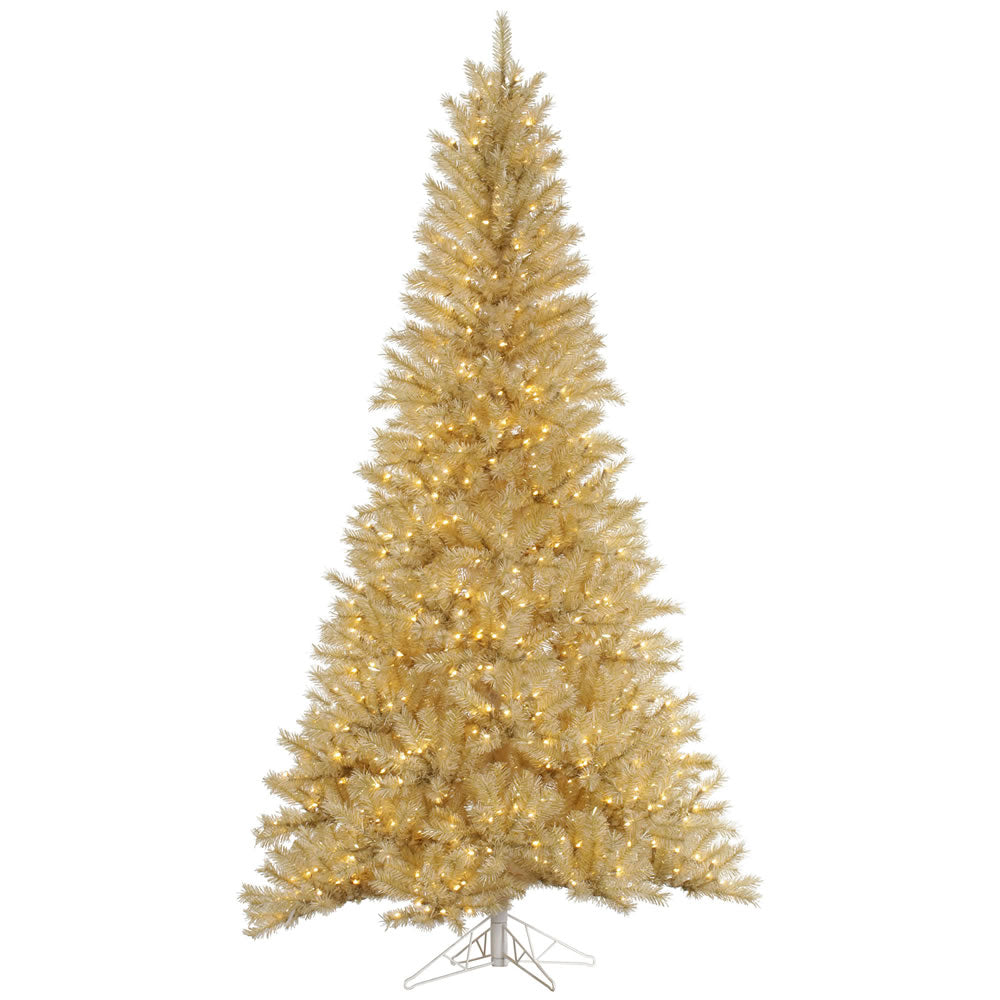 Vickerman 12 ft. White/Gold Tinsel LED 4139 Tips Christmas Tree