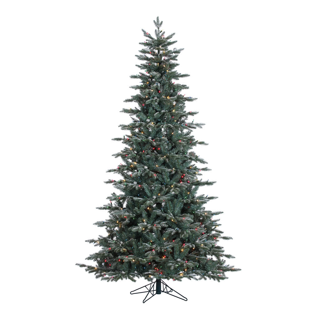 Vickerman 7.5' Crystal Frost Balsam Fir Artificial Christmas Tree Colored Lights