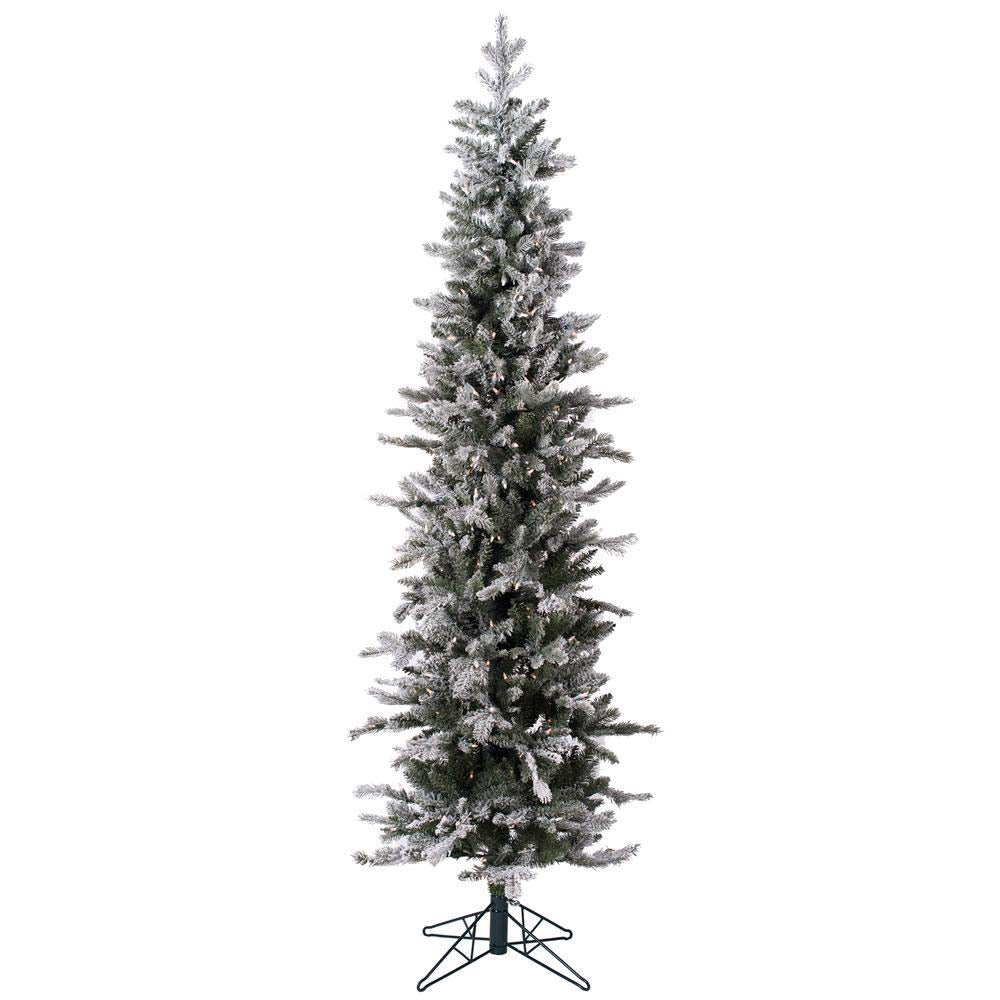 6Ft. x 24in. Frosted Glitter Tannenbaum Pine Tree 402Tips  Branches Metal Stand