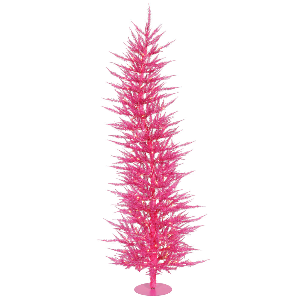 Vickerman 3' Pink Laser Tree - 50 Pink Lights - 445 PVC Tips - Metal Base