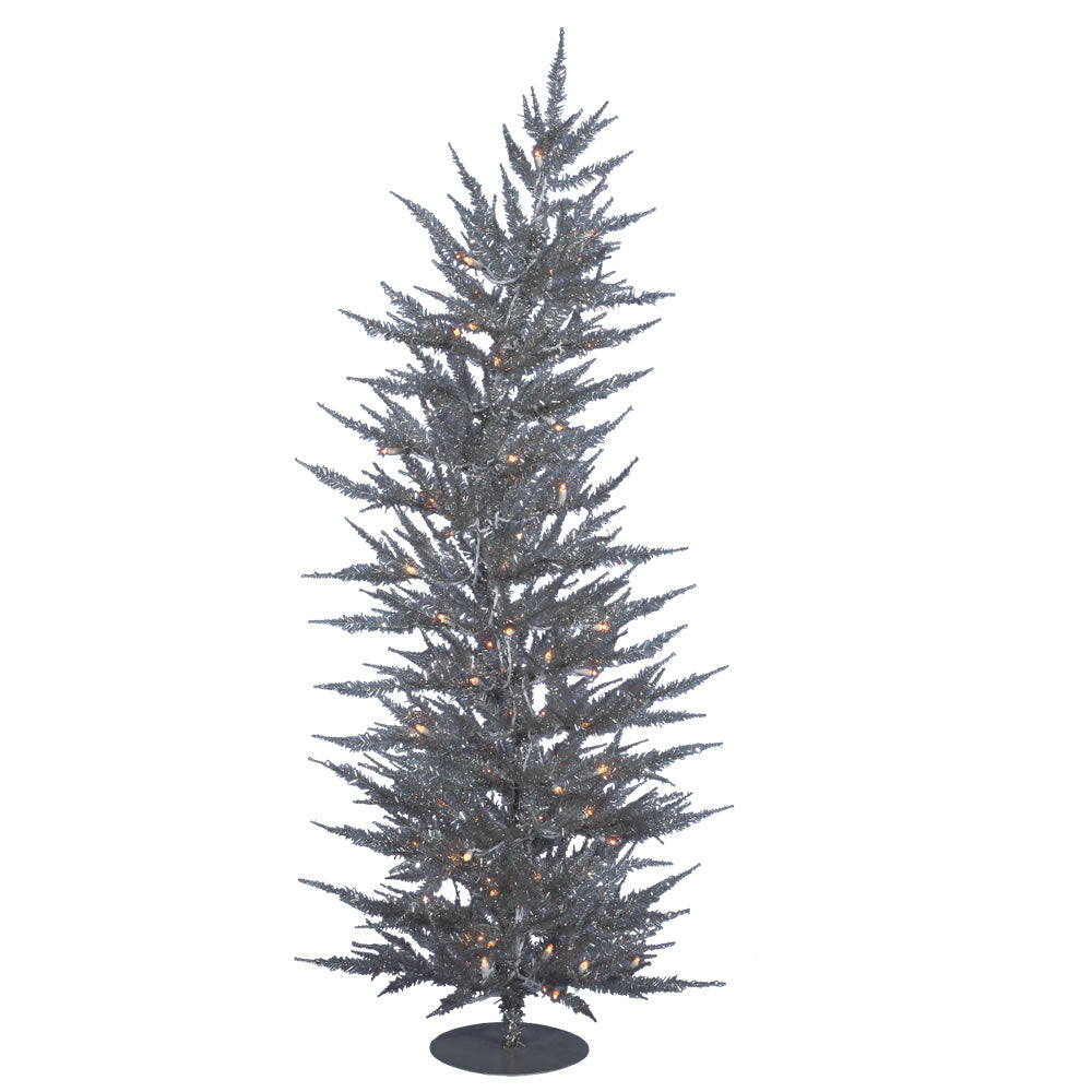 Vickerman 3' Silver Laser Artificial Christmas Tree 50 Clear Lights 445 Tips