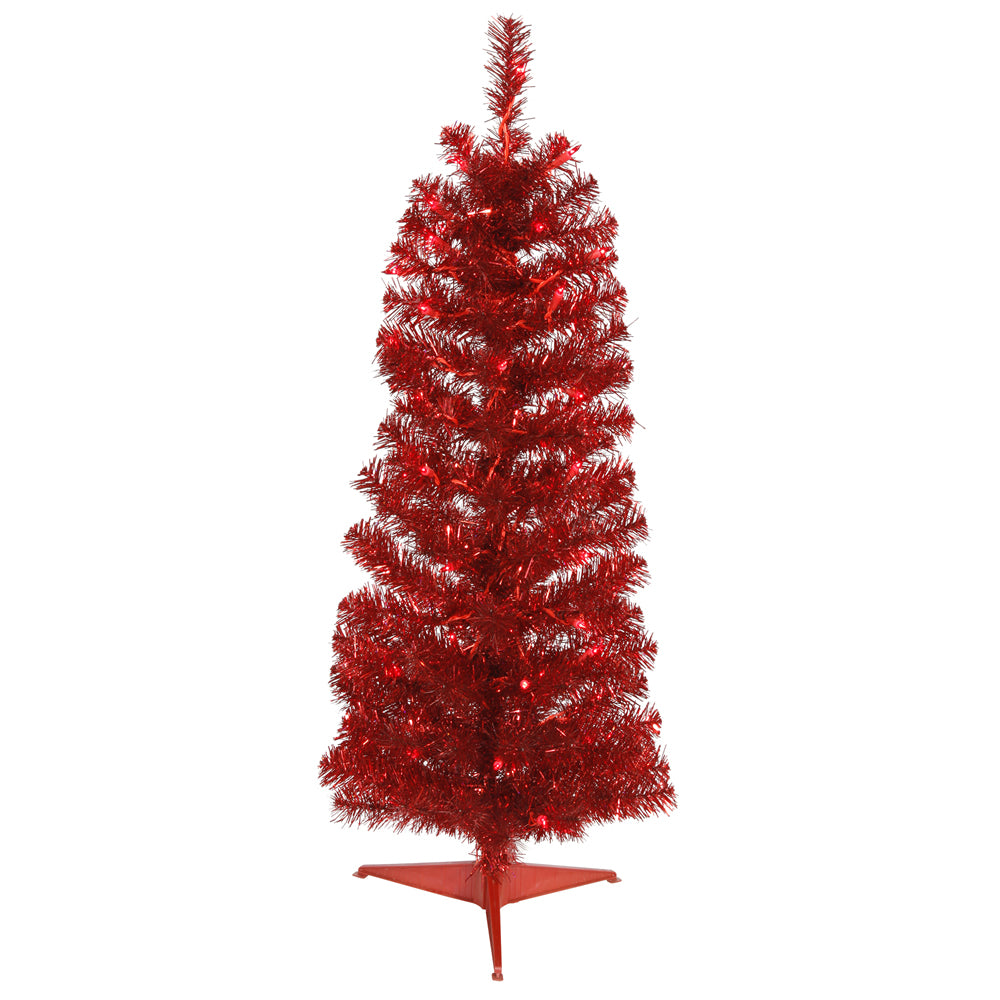 Vickerman 2' Red Pencil Artificial Christmas Tree 35 Red LED Lights 87 PVC Tips