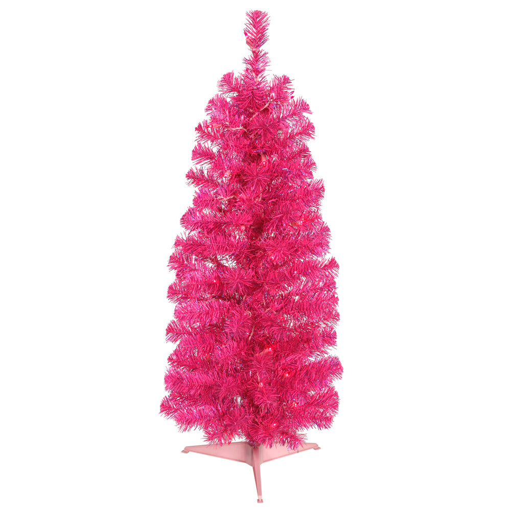 Vickerman 3' Pink Pencil Artificial Christmas Tree - 50 Pink LED Lights