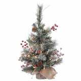 Vickerman 2' Snow Tip Pine Berry Artificial Christmas Tree Warm White LED Lights