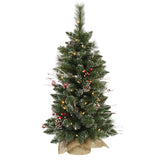 Vickerman 3' Snow Tip Pine and Berry Artificial Christmas Tree w/ Clear Lights