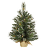 Vickerman 2' Snow Tipped Mixed Pine Artificial Christmas Tree 35 Clear Lights