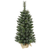 Vickerman 3' Unlit Snow Tipped Mixed Pine Artificial Christmas Tree Burlap Base