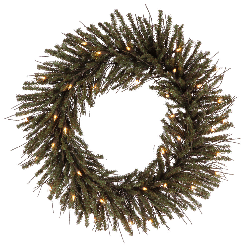 24" Vienna Twig Wreath with 35 Clear Lights - 300 Tips