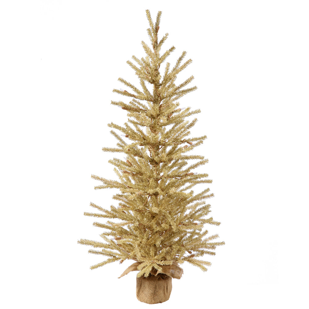 Vickerman 36" Unlit Champagne Artificial Christmas Tree- Burlap base