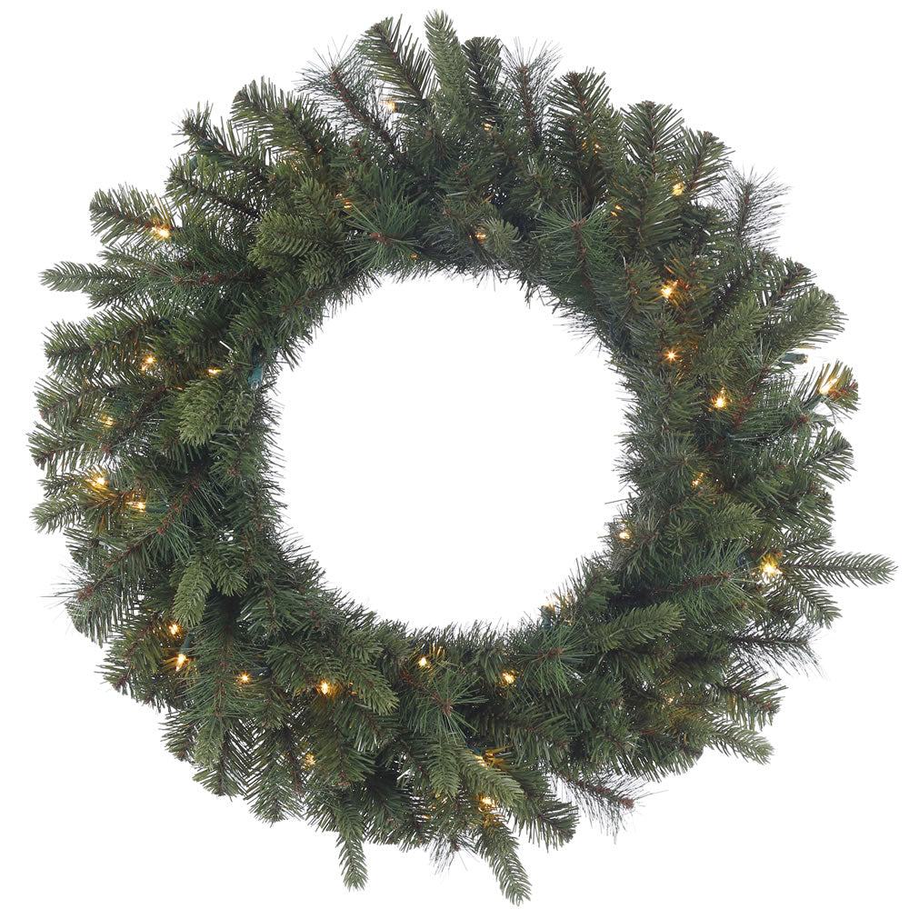 30in. Classic Mixed Pine Wreath 50 Clear Lights 136Tips