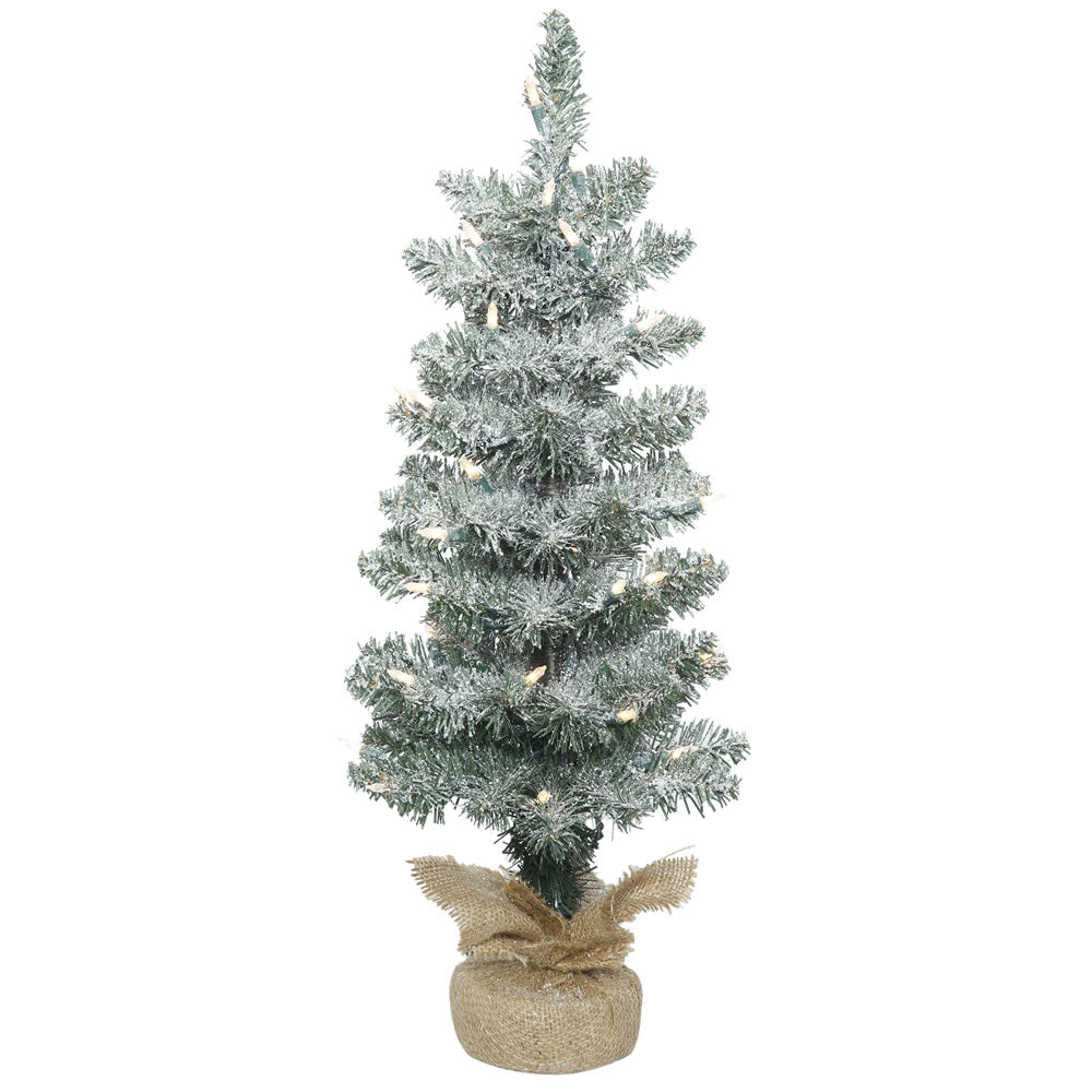Vickerman 2' Frosted Pole Pine Artificial Christmas Tree - Warm White LED Lights